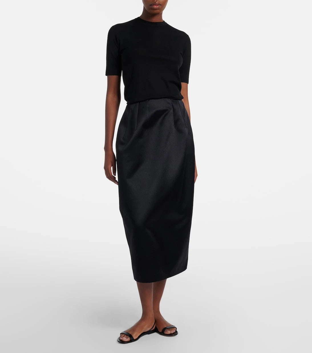 The Row - Gamin wool and silk midi skirt