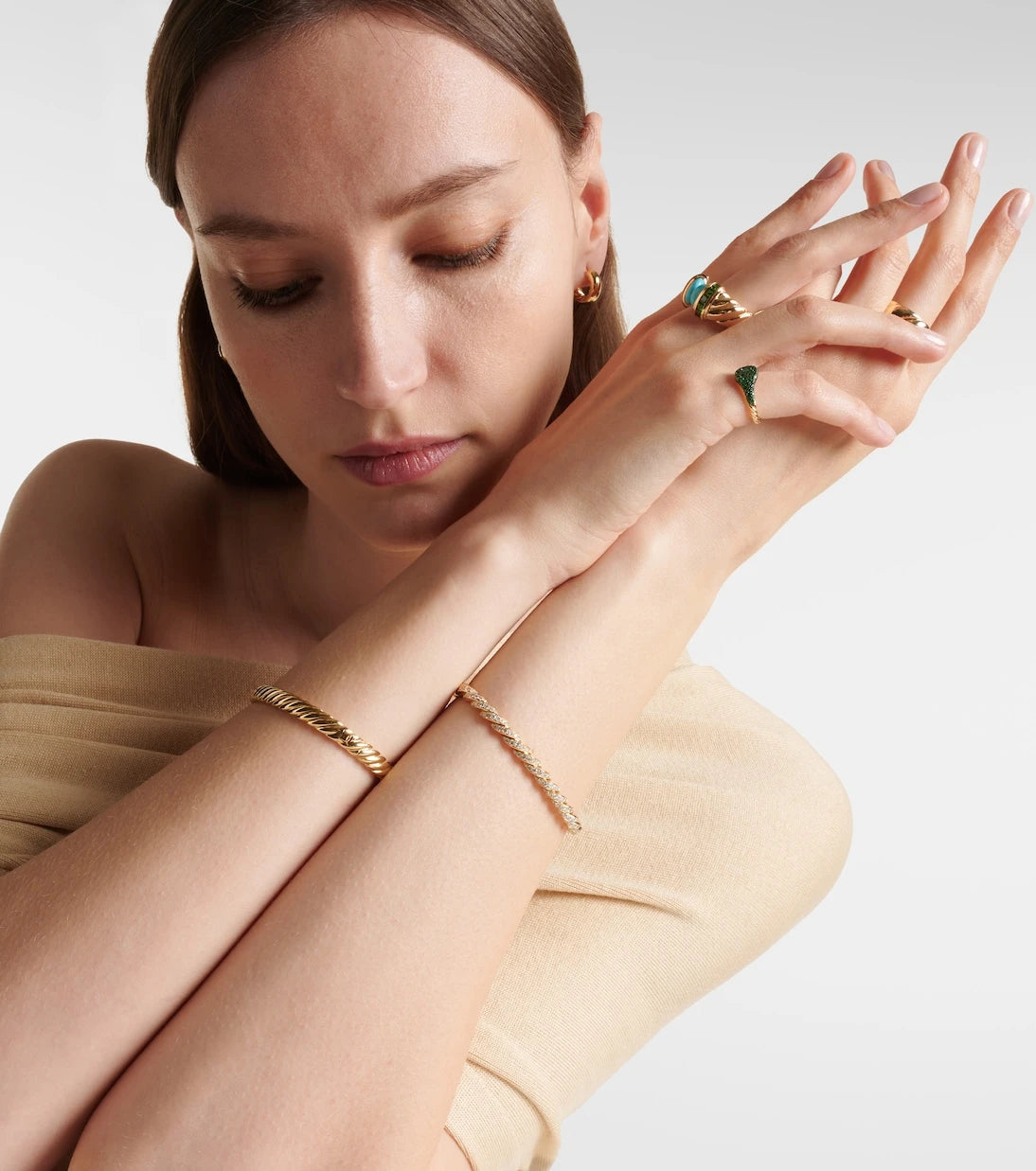 David Yurman - Sculpted Cable Flex® 18kt gold bracelet with diamonds