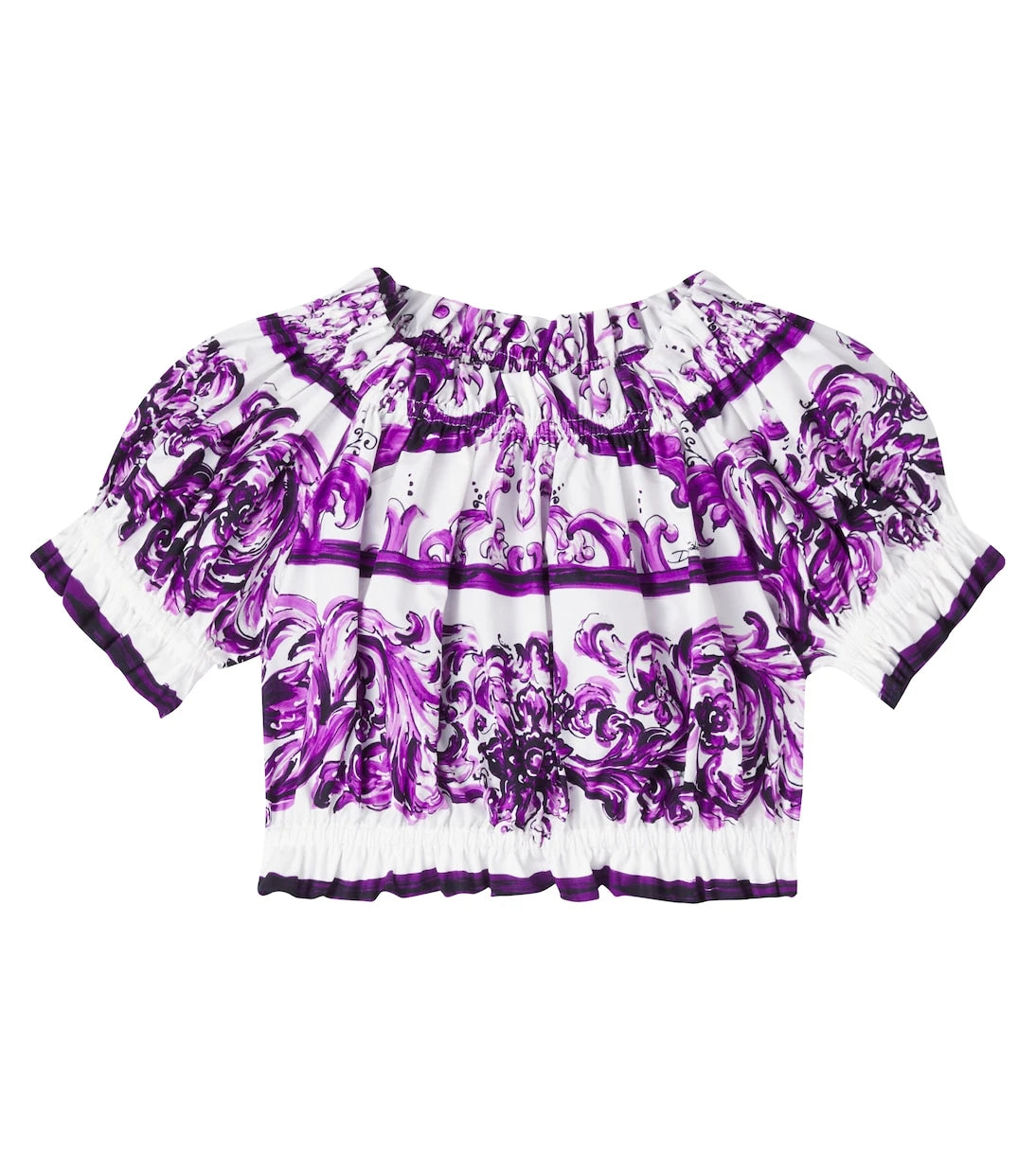 Dolce&Gabbana Kids - Majolica printed cotton poplin top