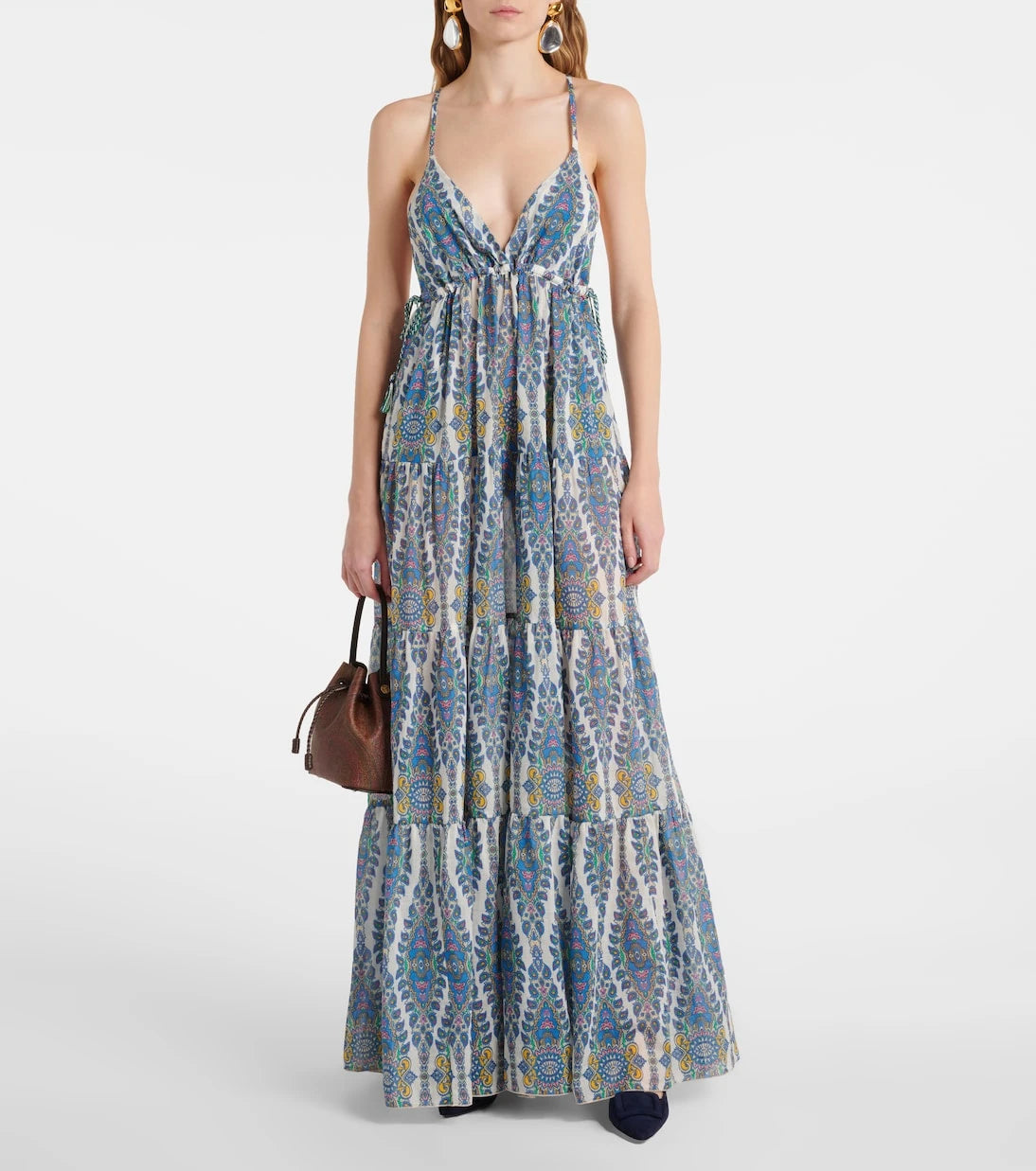 Etro - Printed tiered cotton and silk maxi dress