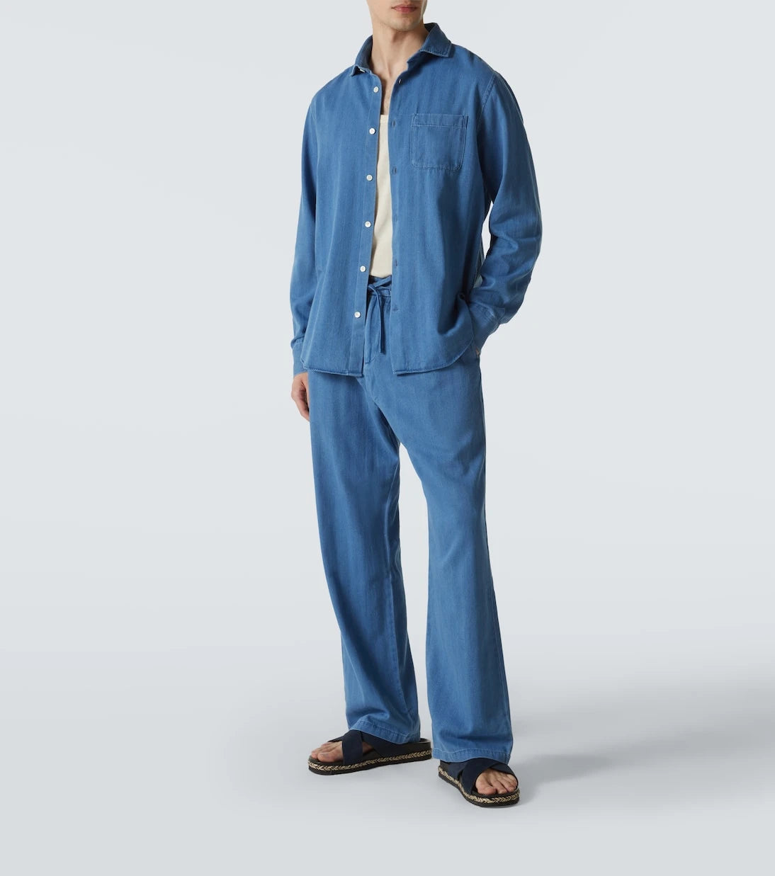Frescobol Carioca - Emilio herringbone denim shirt