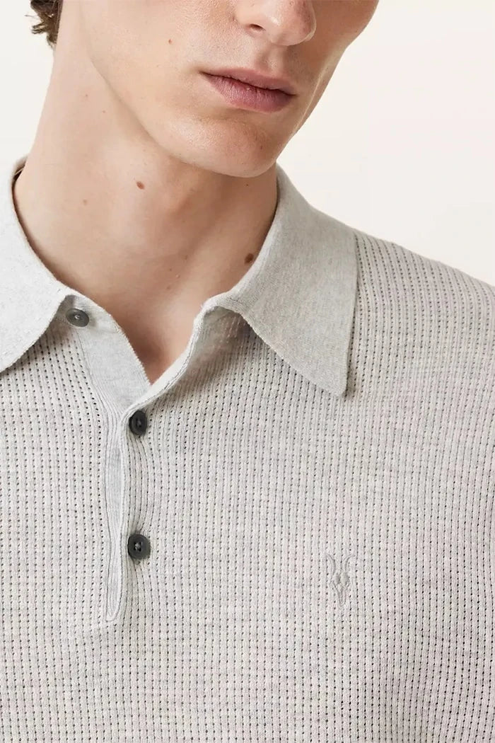 Памучна тениска с яка AllSaints AUBREY SS