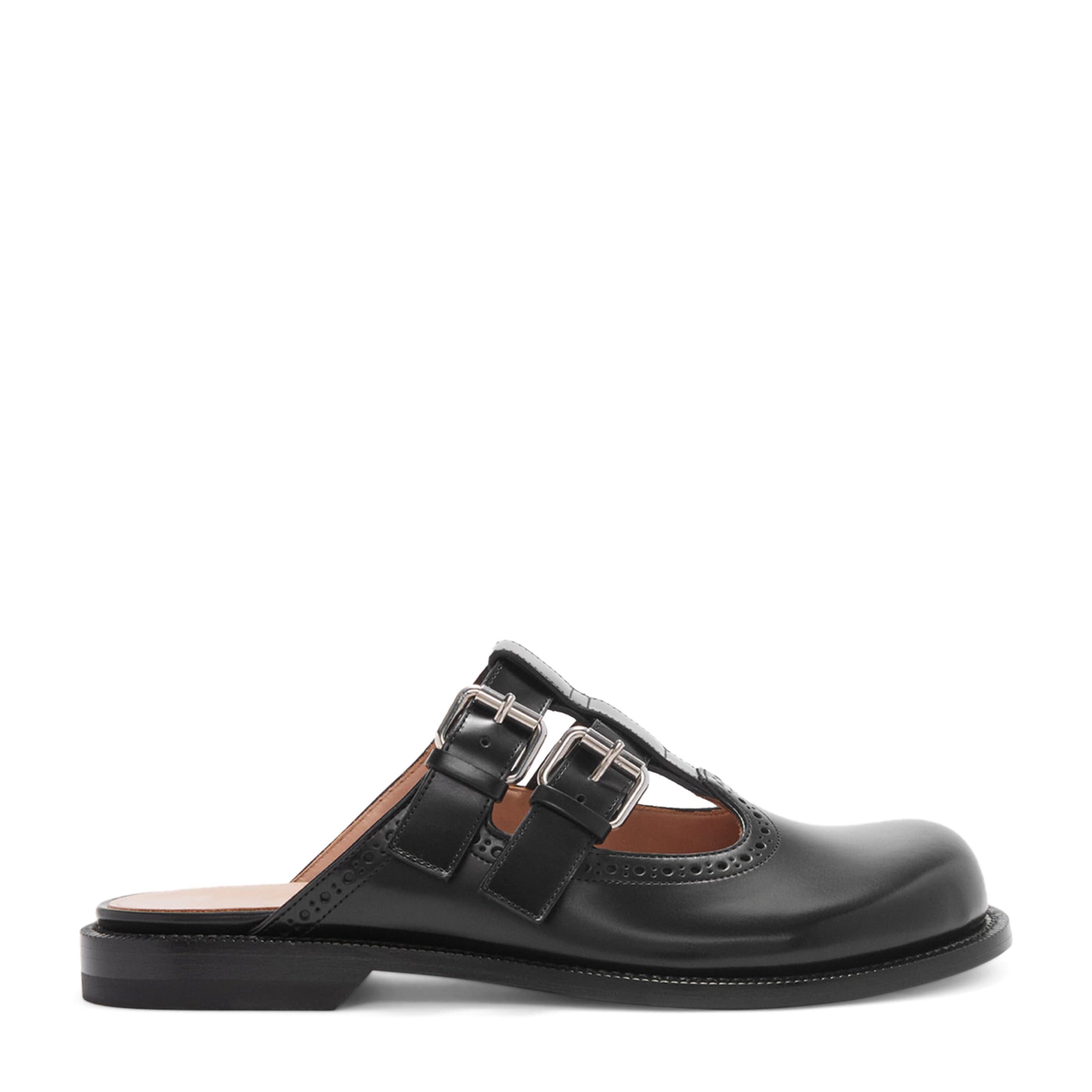 LOEWE Black Leather Campo Mary Jane Mules
