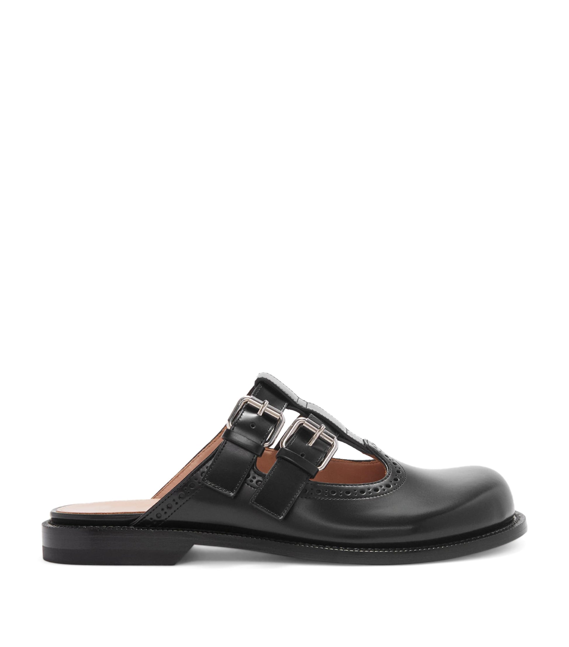 LOEWE Black Leather Campo Mary Jane Mules
