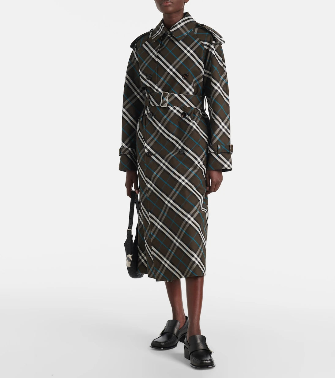 Burberry - معطف الترنش بتصميم مربعات بربري