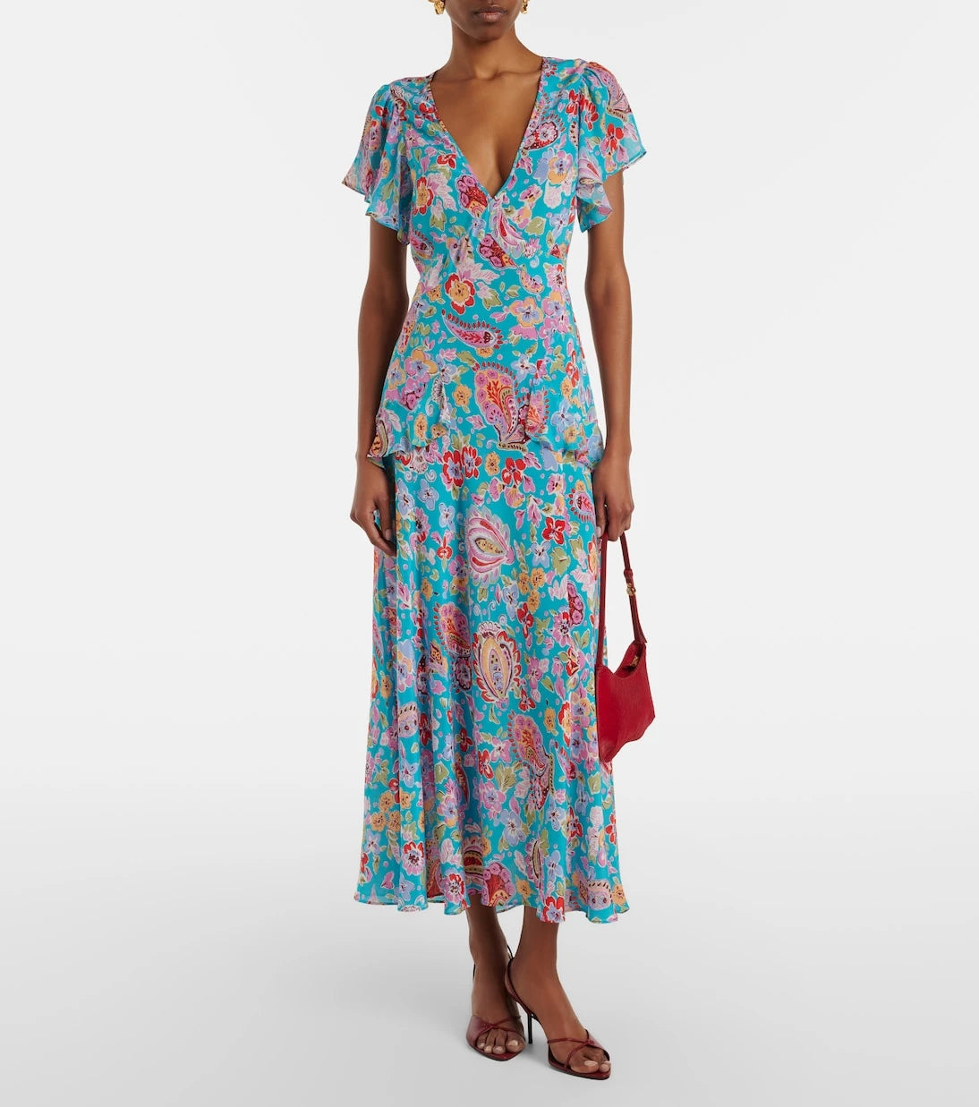 Rixo - Evie silk crêpe de chine midi dress