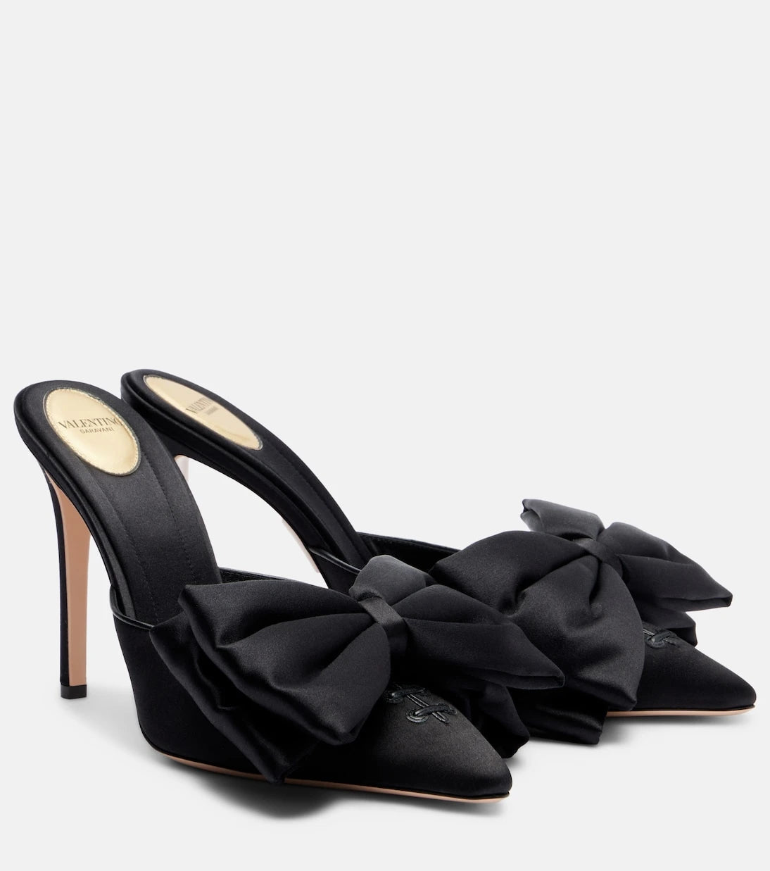 Valentino Garavani - Yolande 105 bow-detail satin mules