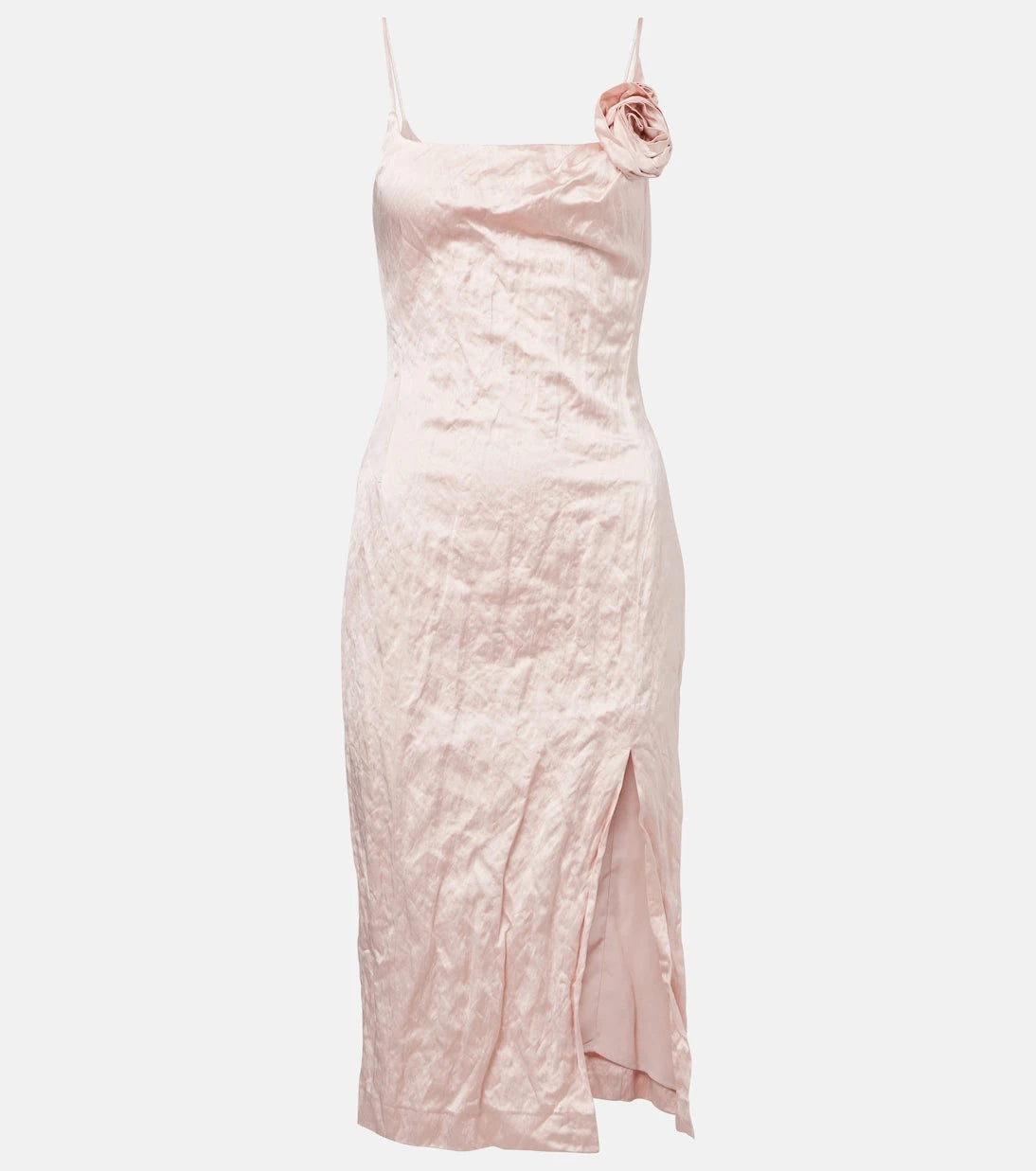 Blumarine - Floral-appliqué satin midi dress