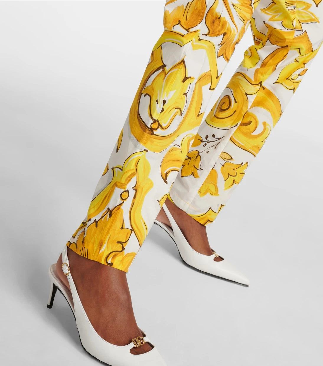 Dolce&Gabbana - Majolica high-rise cotton straight pants