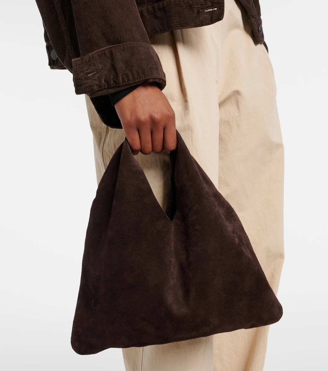 The Row - Bindle Small suede tote bag