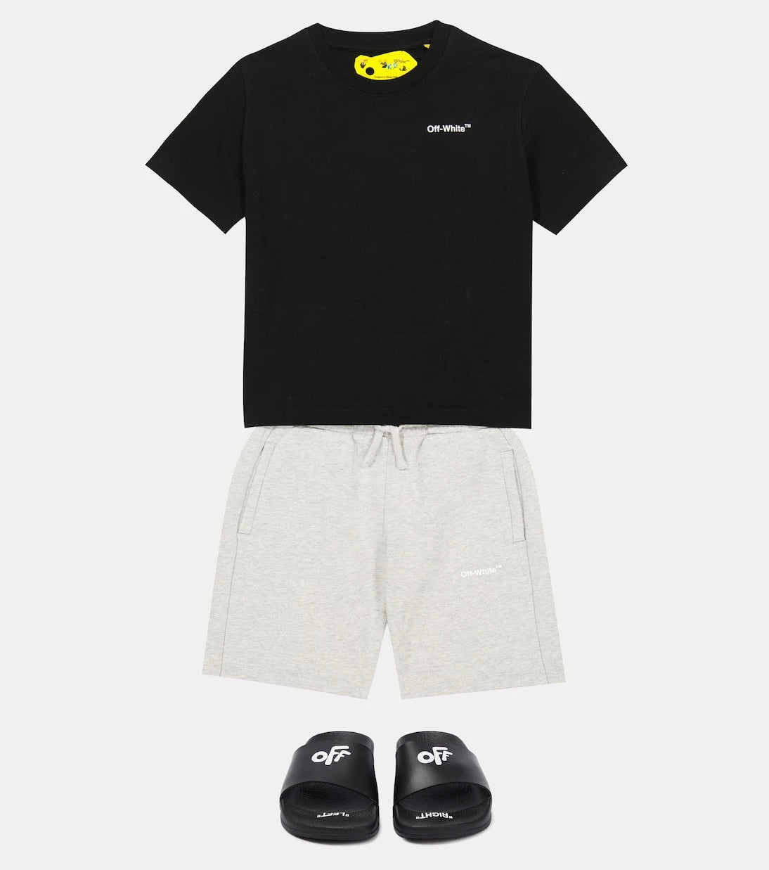 Off-White Kids - تي شيرت جيرسي قطني بشعار