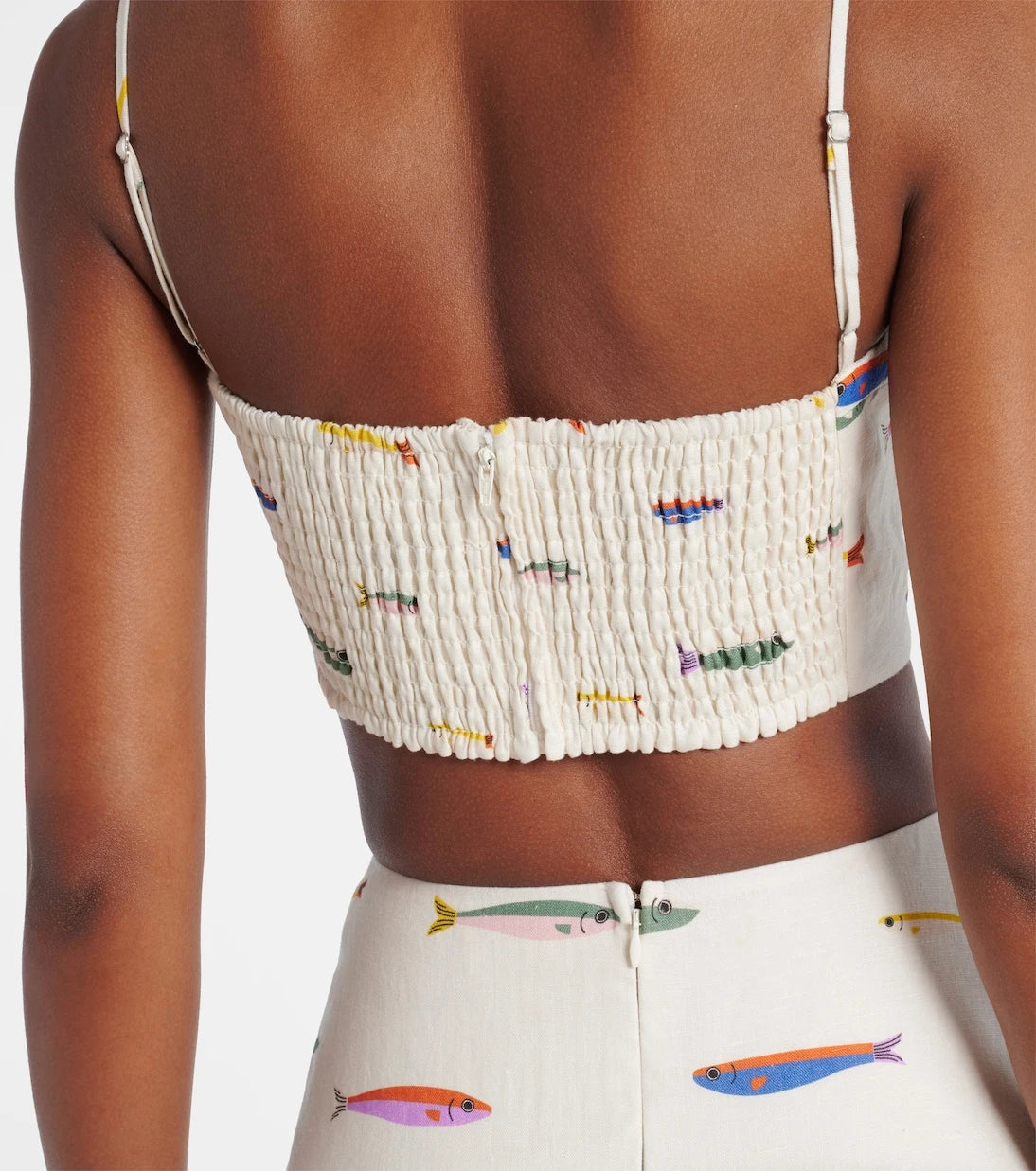 Staud - Federico printed linen crop top