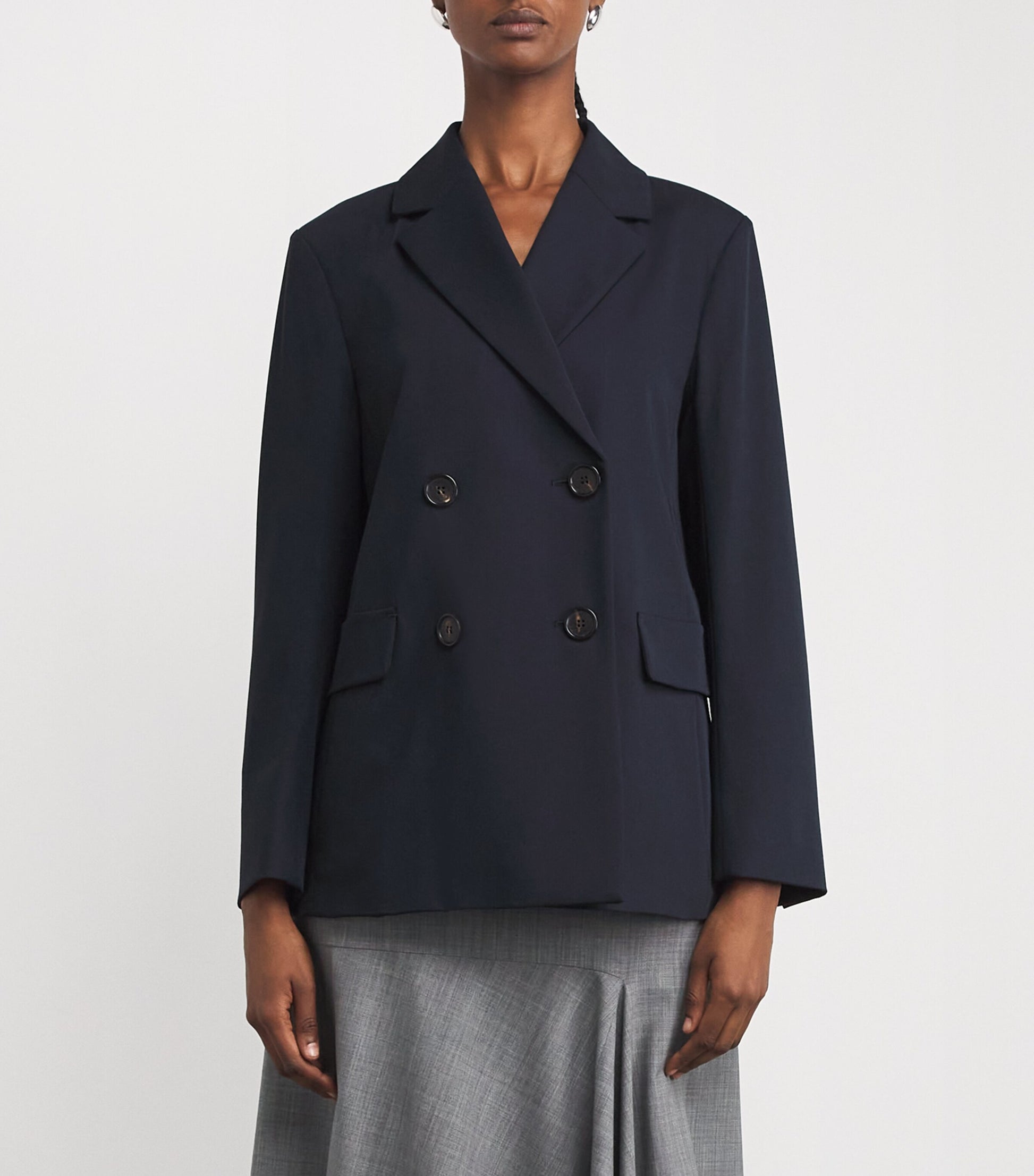 Max Mara Blue Wool Double-Breasted Blazer