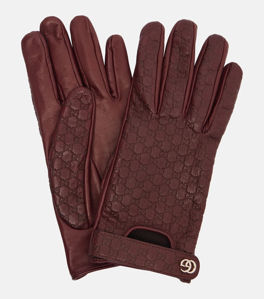 Gucci - Double G GG debossed leather gloves