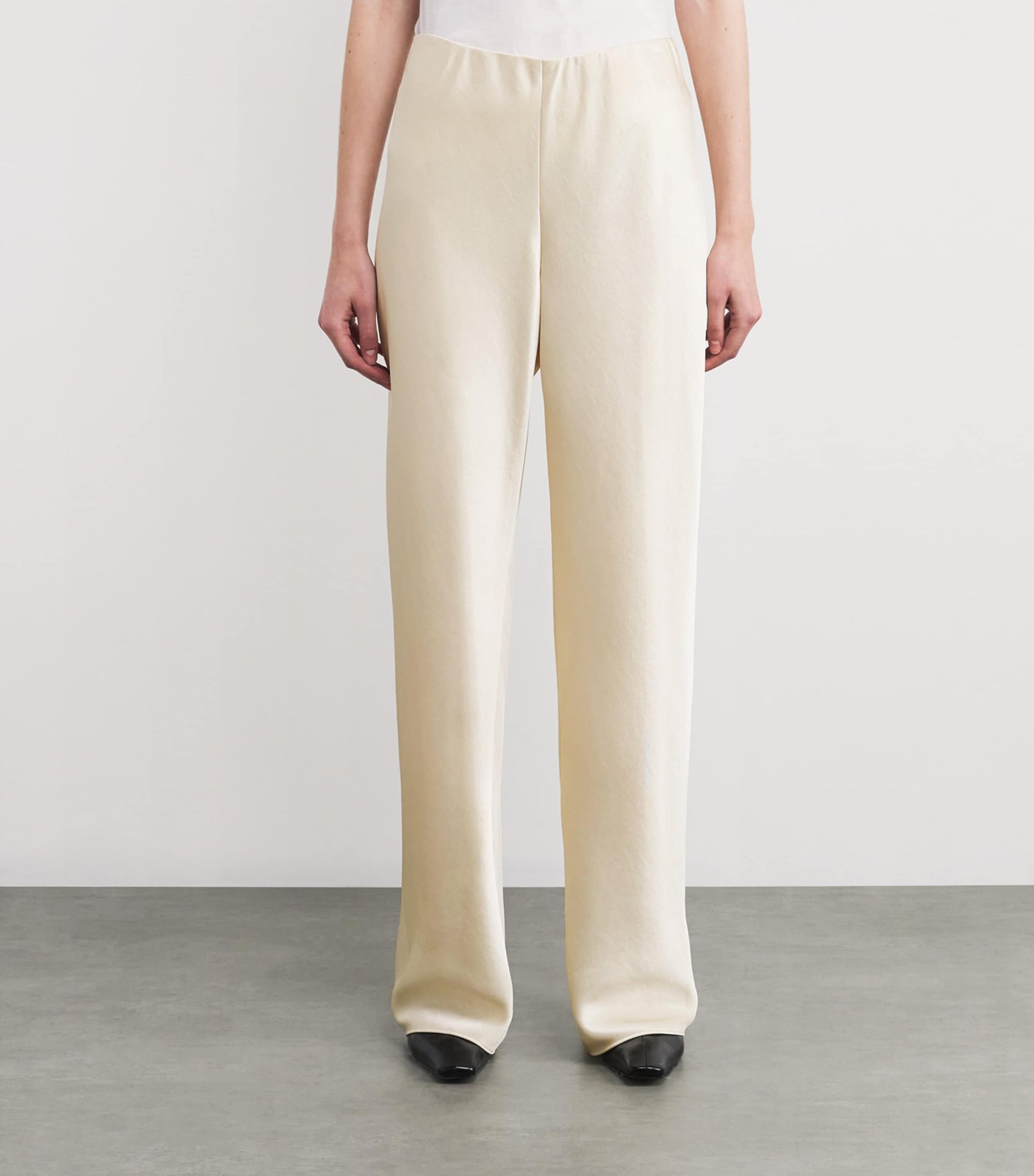Vince White Satin Straight Trousers