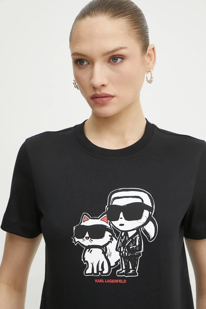 Karl Lagerfeld IKON SKETCH Pamuklu Kadın Tişört