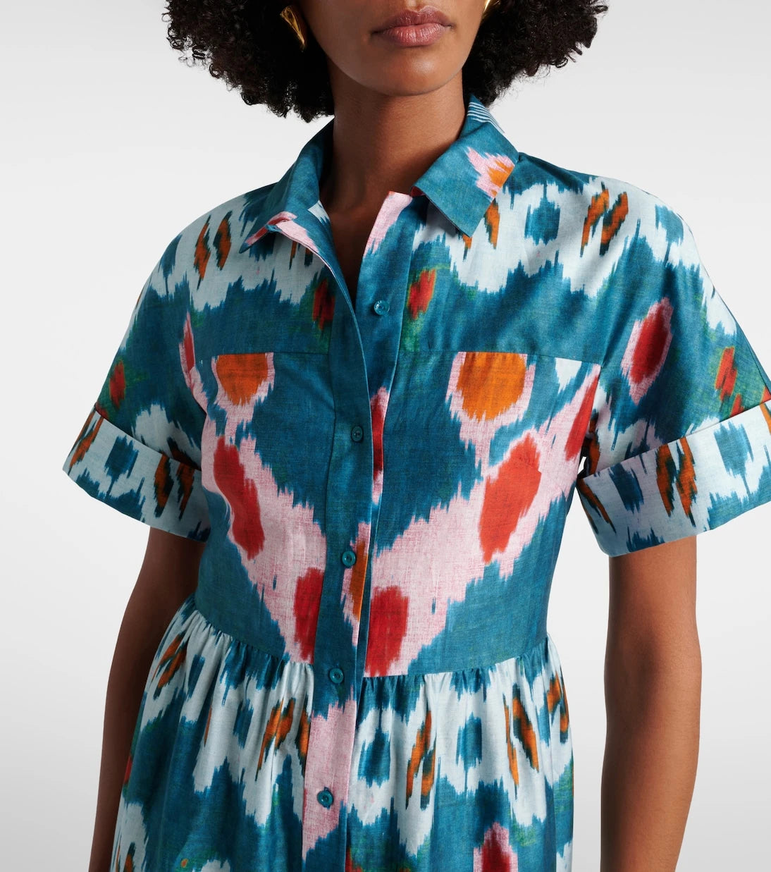 Erdem - Printed tiered cotton shirt dress