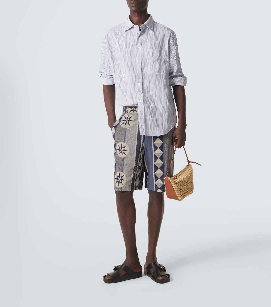 Loewe - Baskılı pamuk karışımlı havlu Bermuda şort