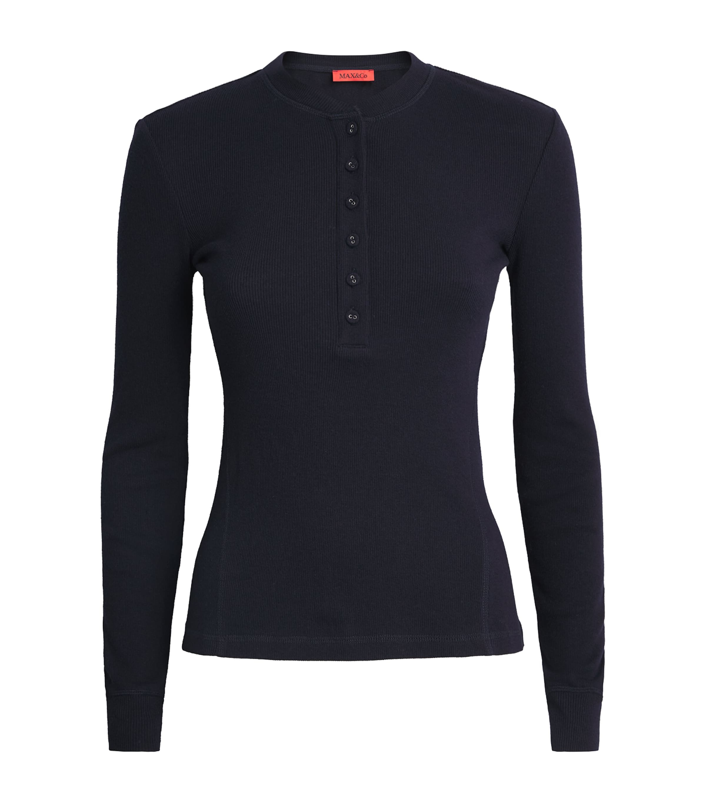 MAX&Co. Blue Long-Sleeve Henley Top