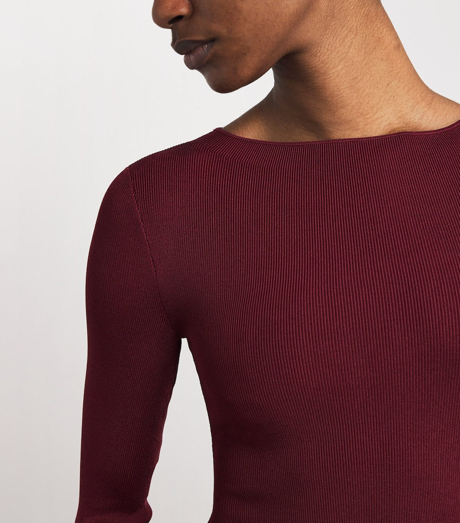 Roland Mouret Red Knit Buckle Maxi Dress