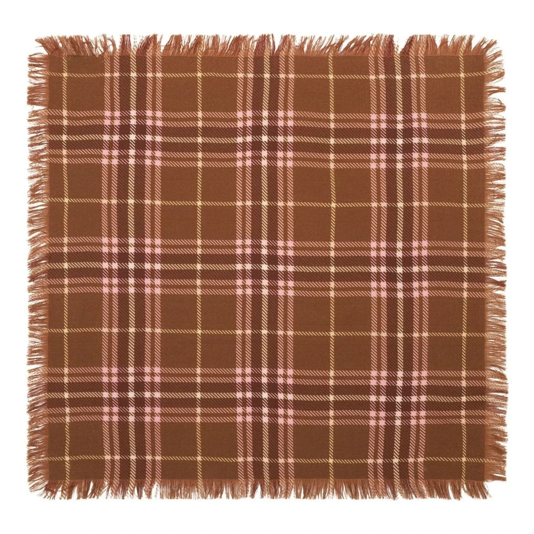 Bompard - Mini Carré Tartan Cashmere Scarf | Coffee
