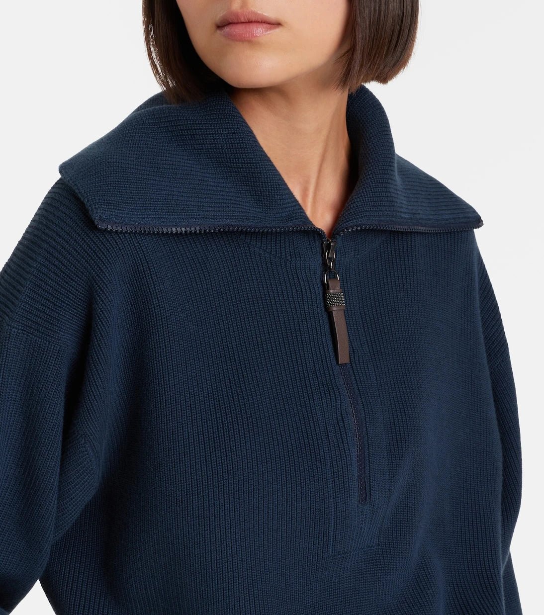 Brunello Cucinelli - Monili cotton half-zip sweater