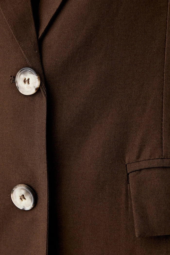 ViCOLO tek düğmeli kadın blazer, keten karışımlı
