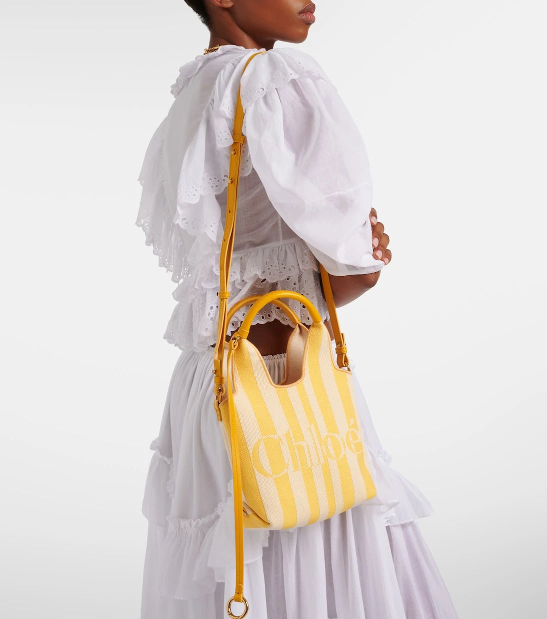 Chloé - Chloé Stripy Mini jacquard top-handle bag