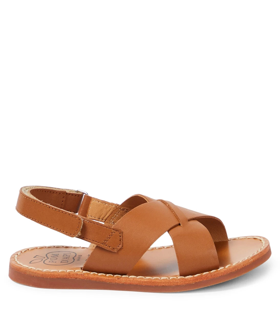 Pom d'Api - Plage-Stitch Cross leather sandals