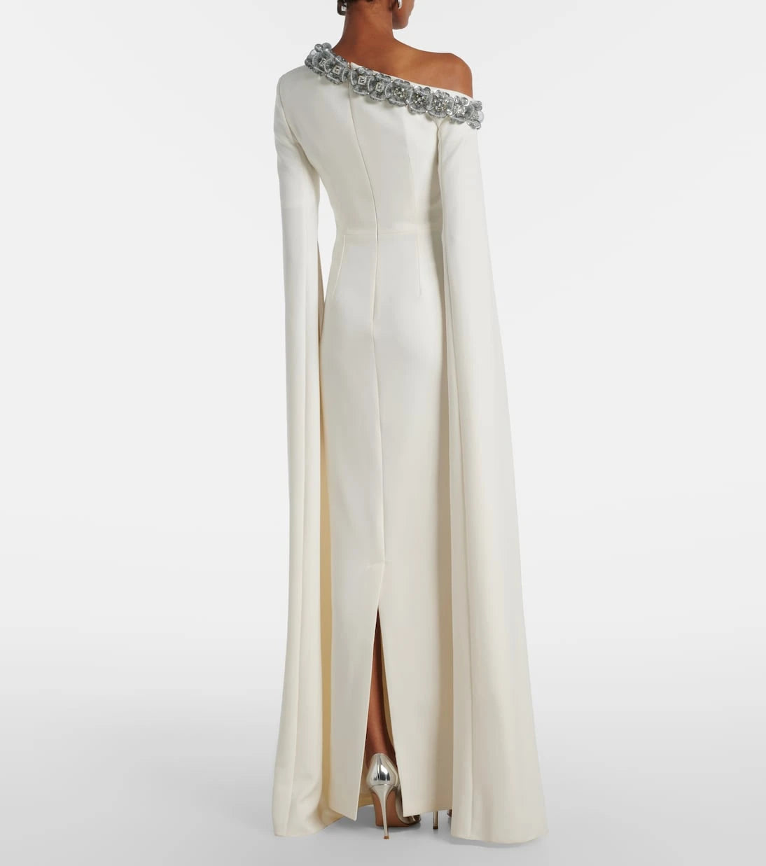 Safiyaa - Rinna floral-appliqué one-shoulder gown