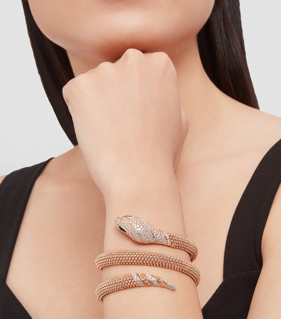 Rose Gold and Diamond Serpenti Pallini Cuff Bracelet