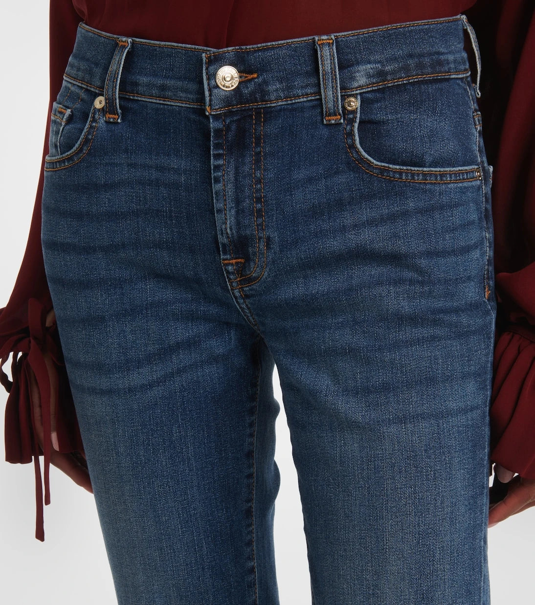 7 For All Mankind - جينز بقصّة بوت كات بخصر منخفض