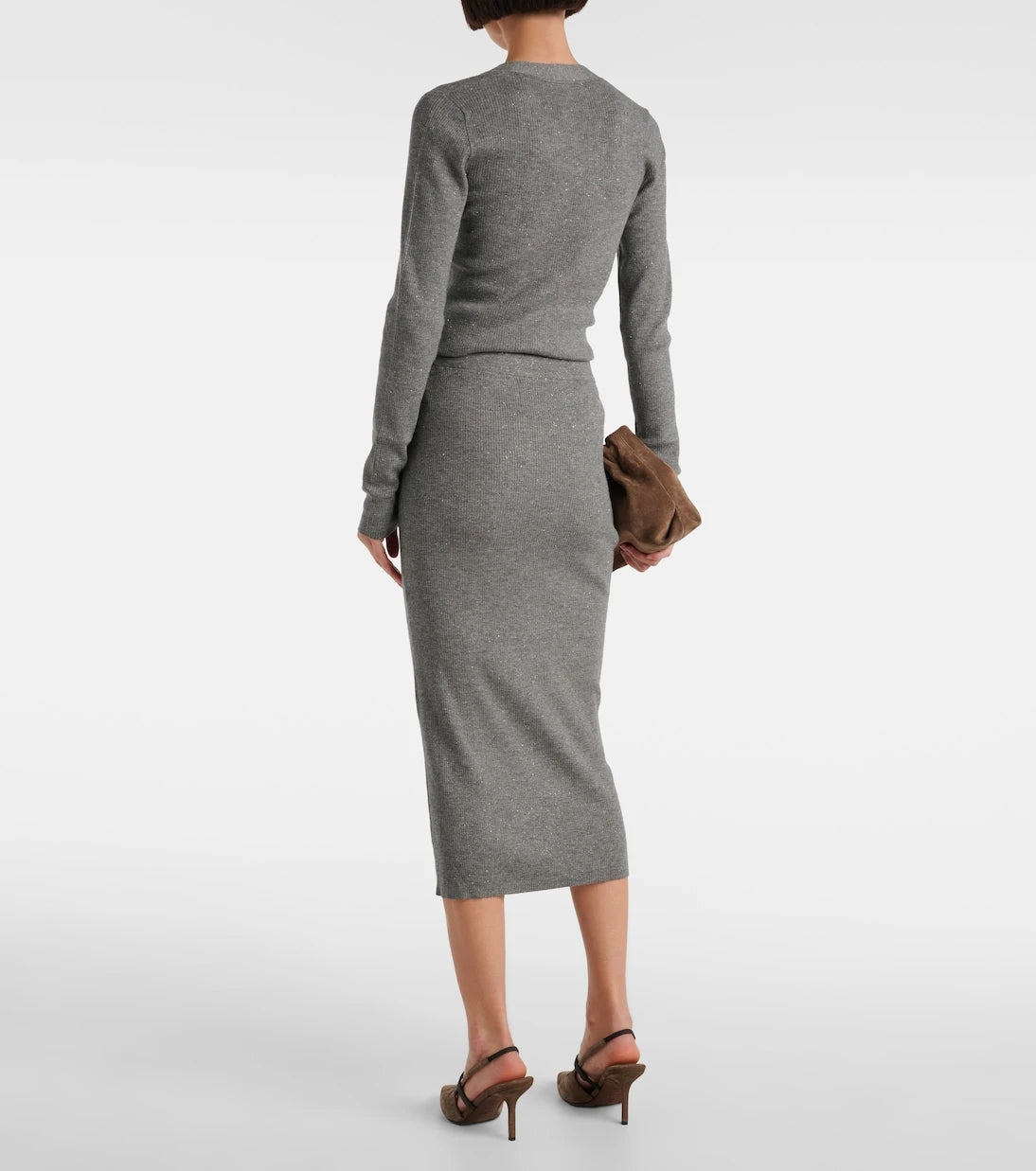 Brunello Cucinelli - Ribbed-knit midi skirt