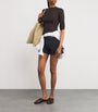 PAIGE Black Raw-Hem Archie Denim Shorts