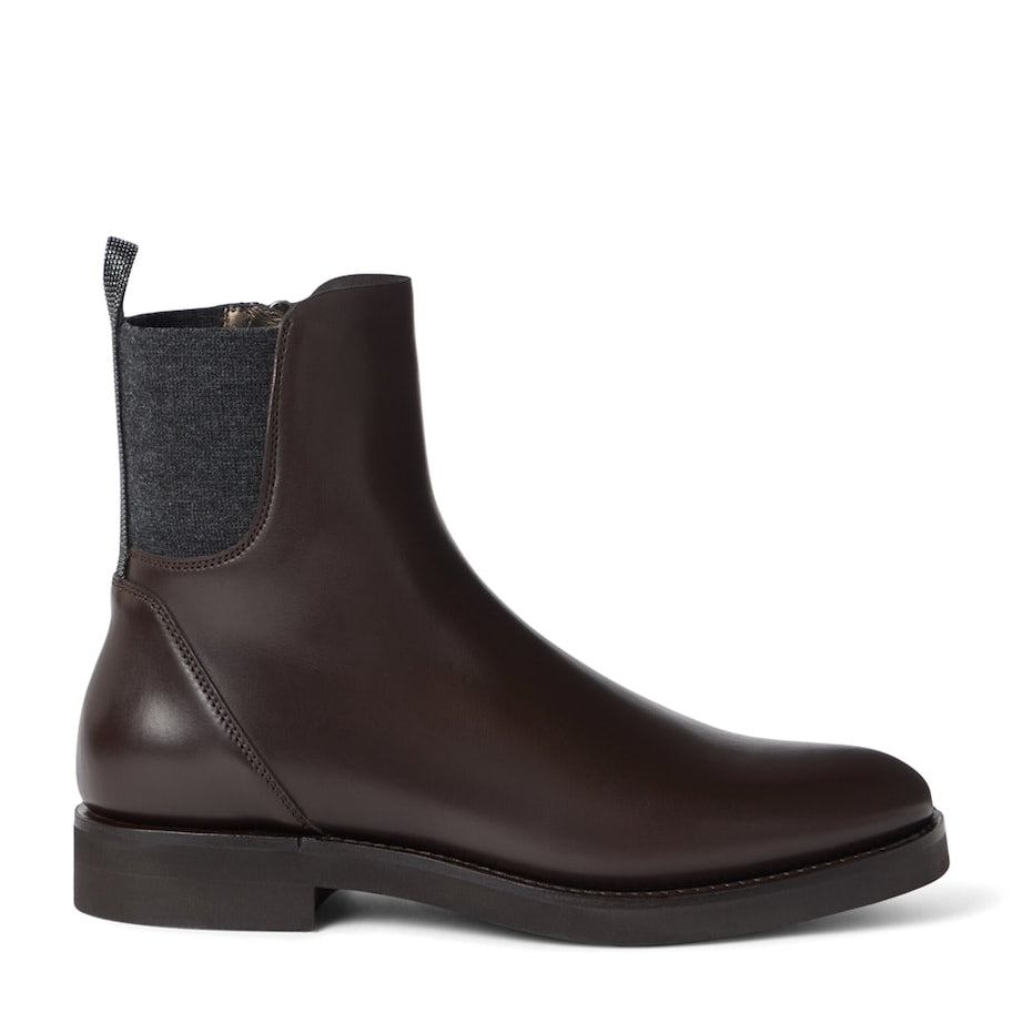 Brunello Cucinelli Brown Leather Chelsea Boots