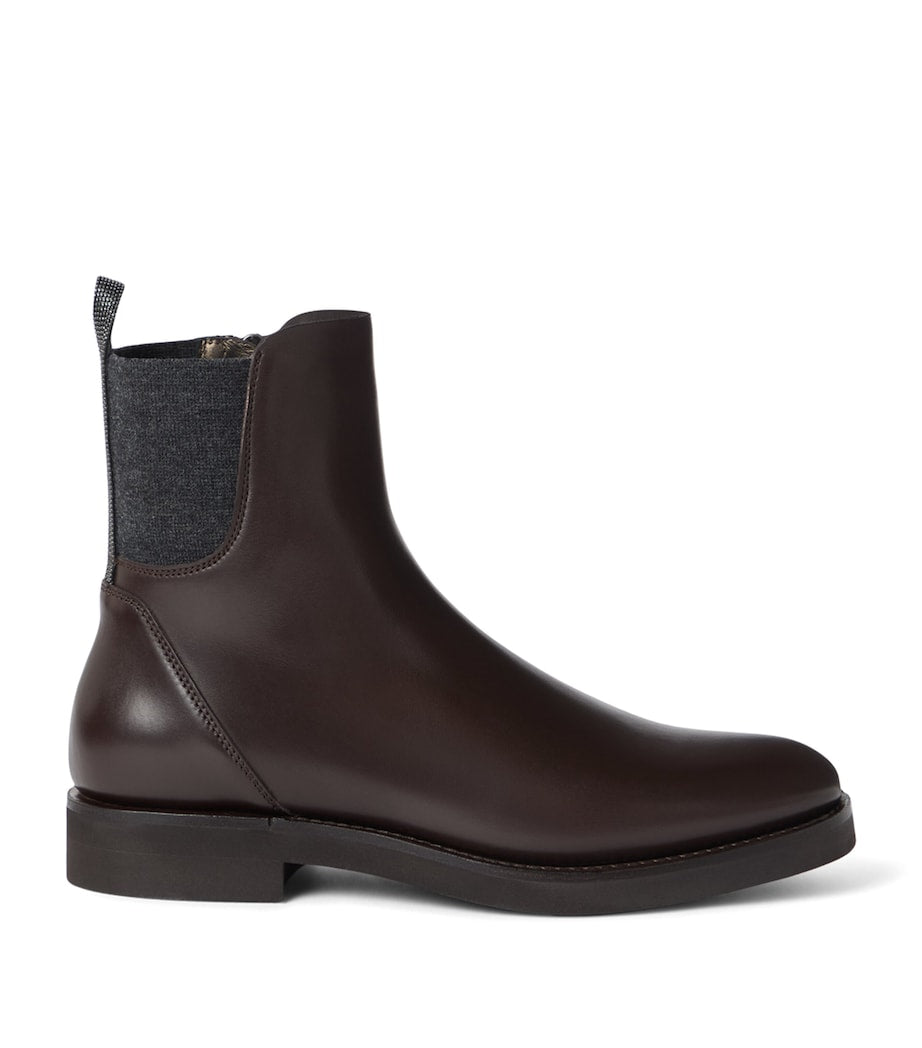 Brunello Cucinelli Brown Leather Chelsea Boots