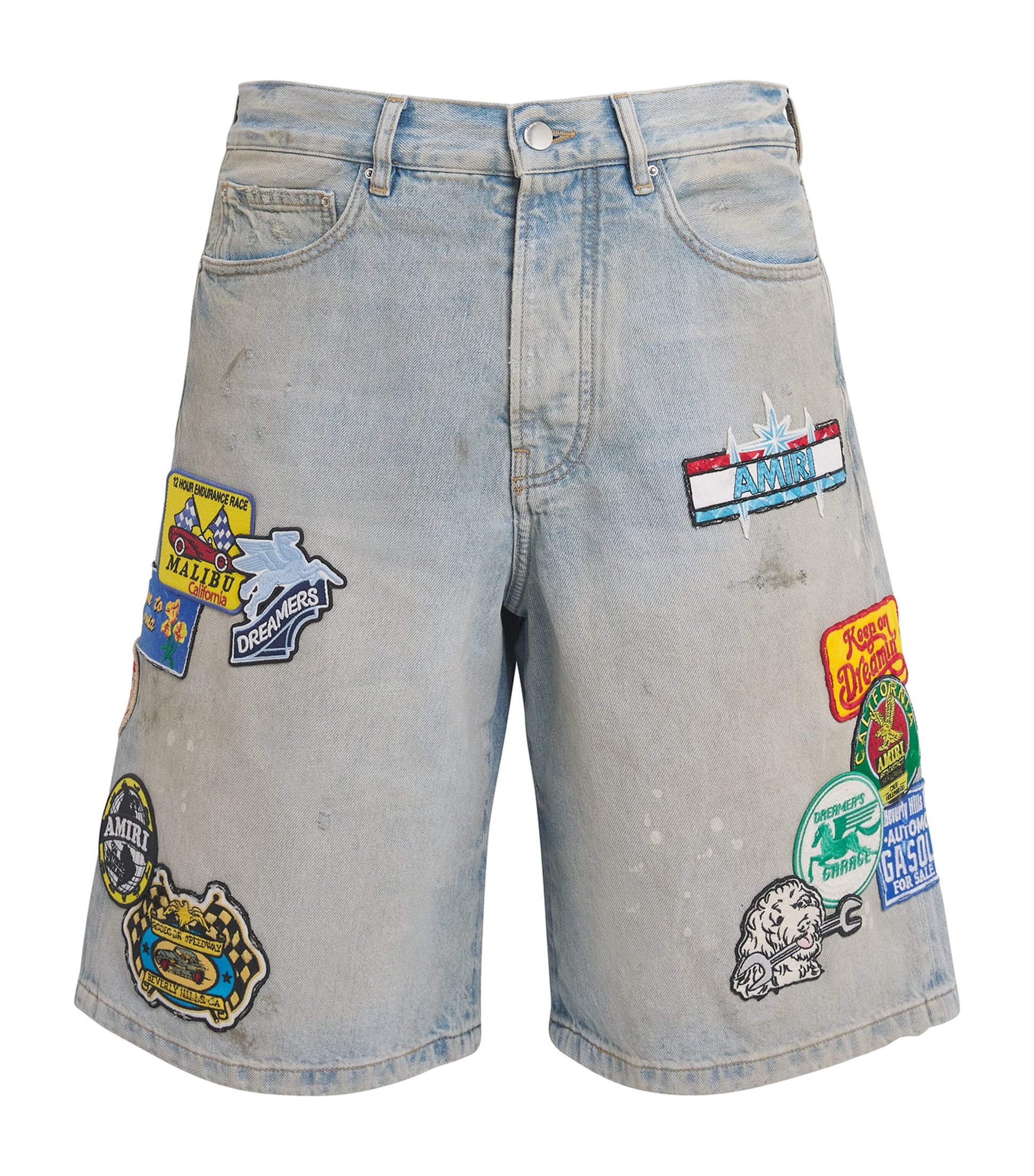 Station Patch Denim Shorts