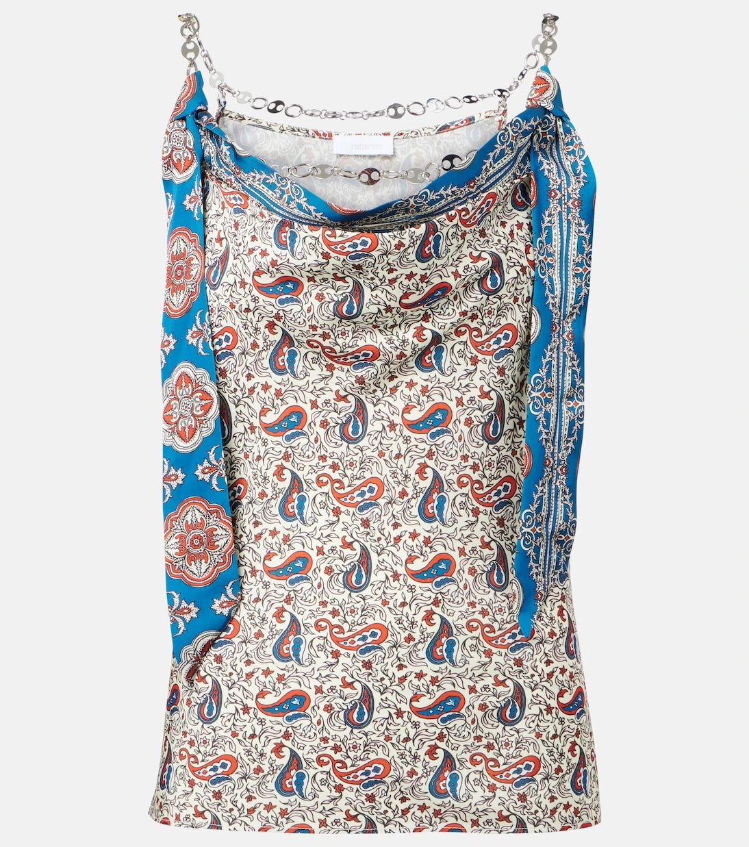 Rabanne - Chain-detail paisley satin camisole