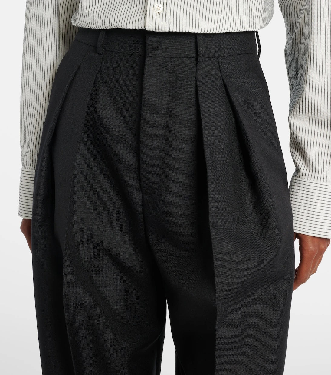 Saint Laurent - Wool and mohair wide-leg pants