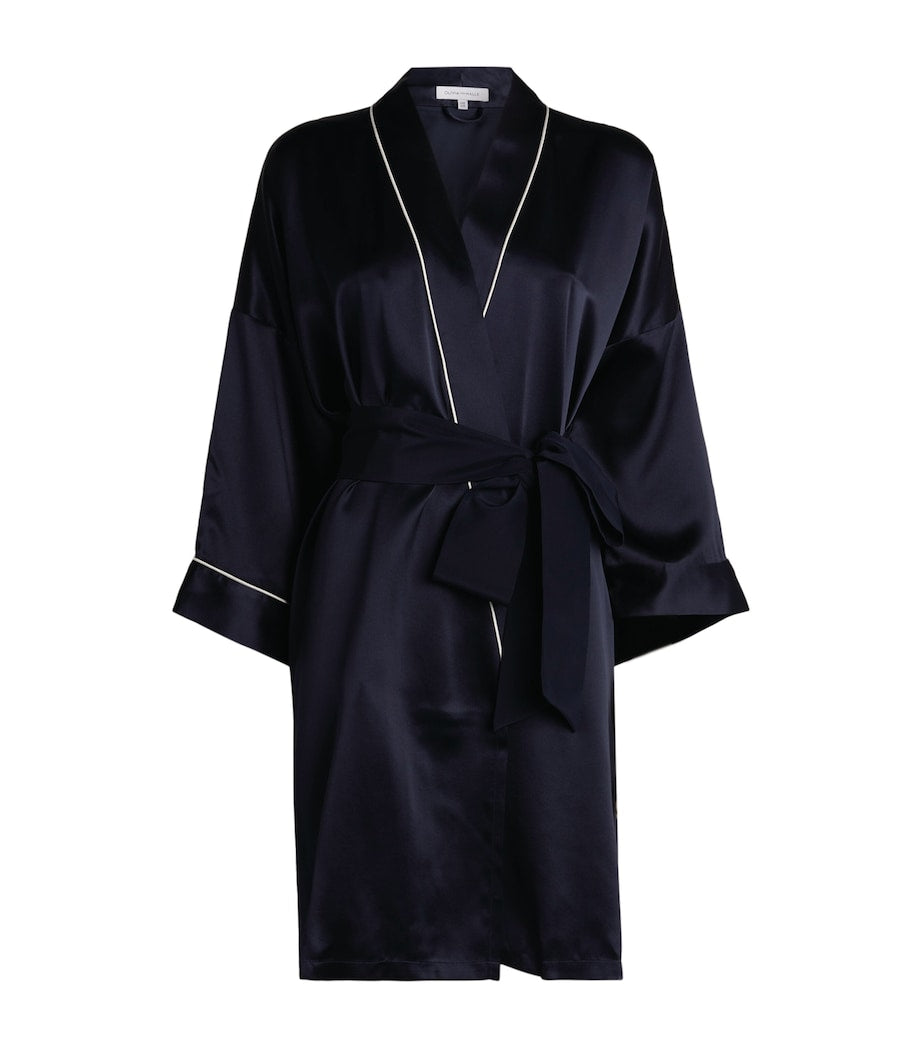 Olivia von Halle Navy Silk Mimi Robe