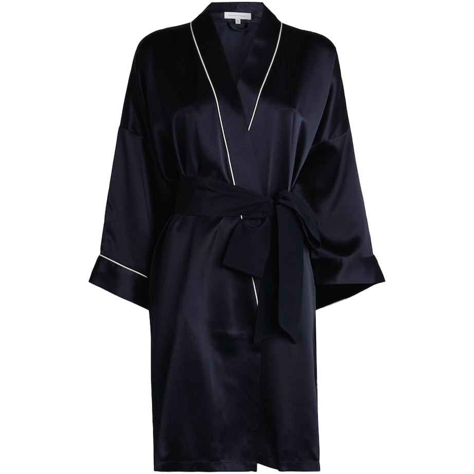 Olivia von Halle Navy Silk Mimi Robe