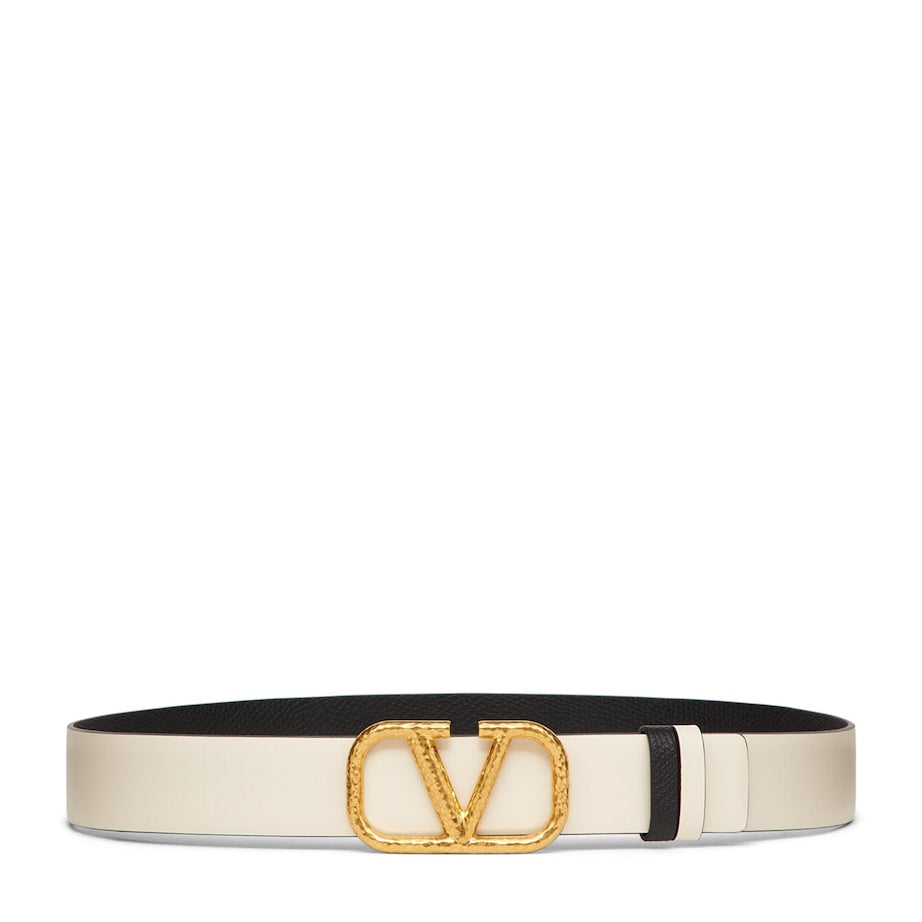 Valentino Garavani White Reversible VLOGO Signature Belt