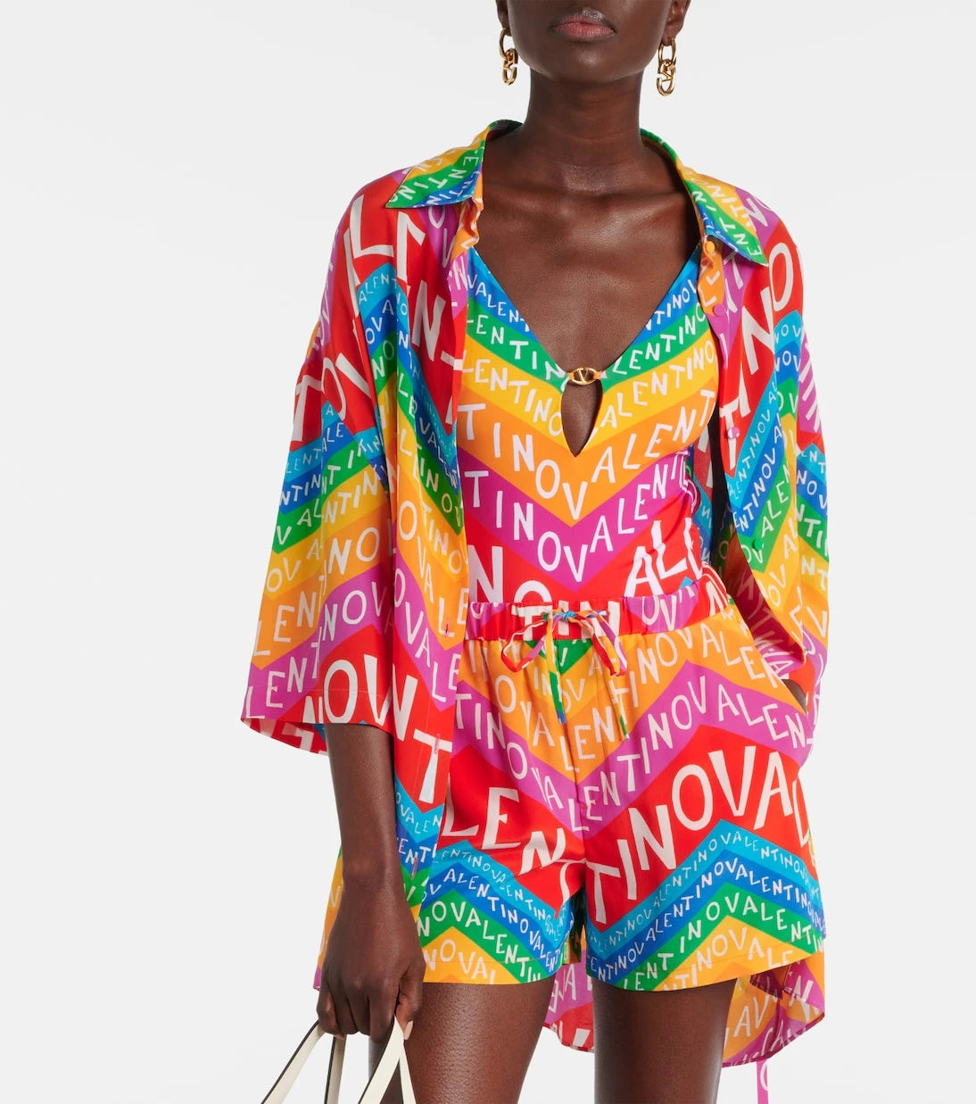 Valentino - Logo silk shirt dress