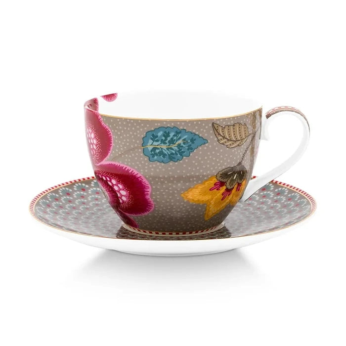 Pip Studio sırlı porselen çay fincanı ve tabağı 300 ml