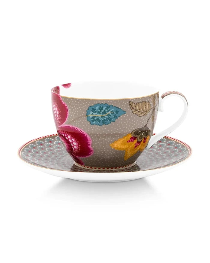 Pip Studio sırlı porselen çay fincanı ve tabağı 300 ml