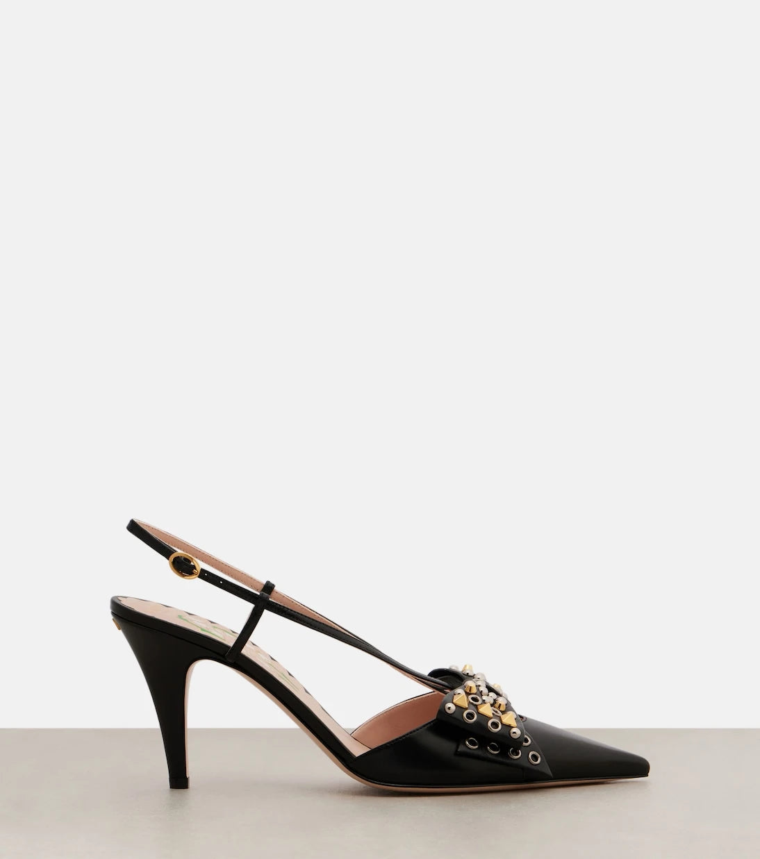 Valentino Garavani - Bowow 85 studded leather slingback pumps