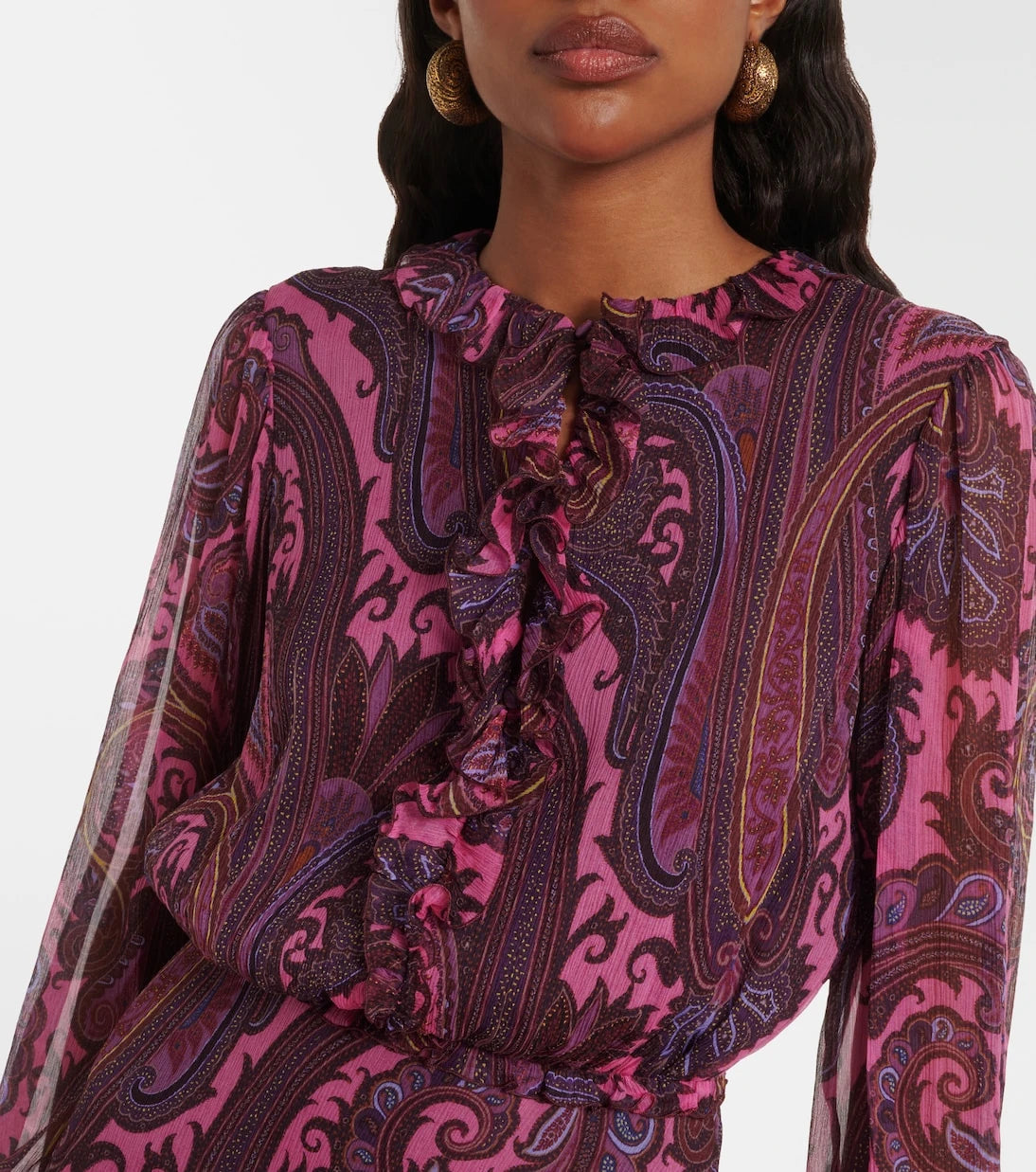 Etro - Paisley ruffled silk minidress