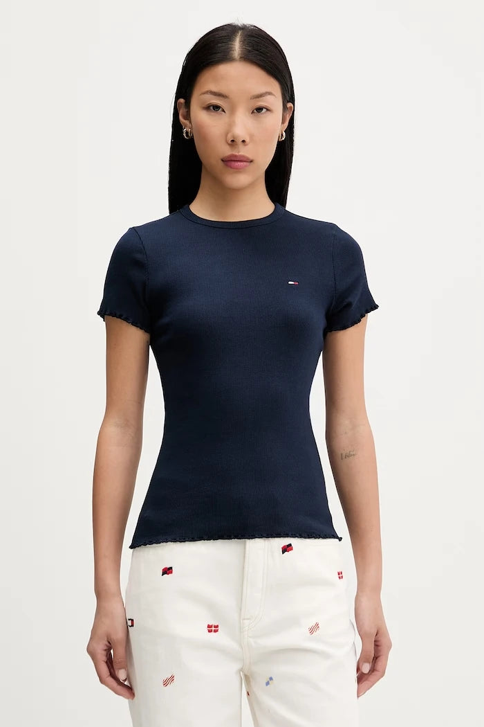 Tommy Jeans kadın pamuklu elastan tişört