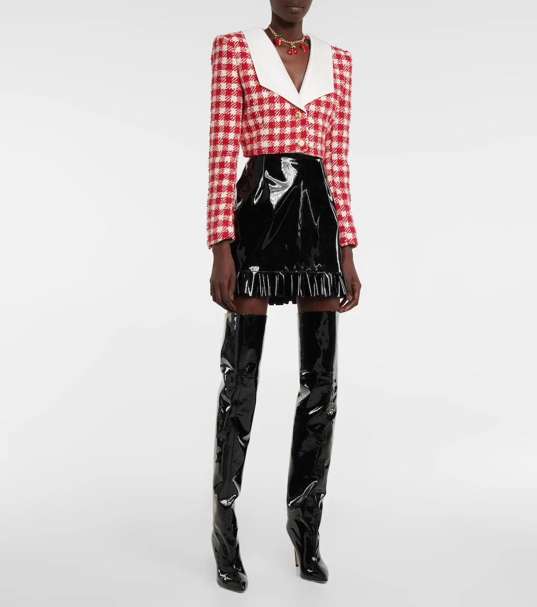 Alessandra Rich - Checked wool-blend bouclé jacket