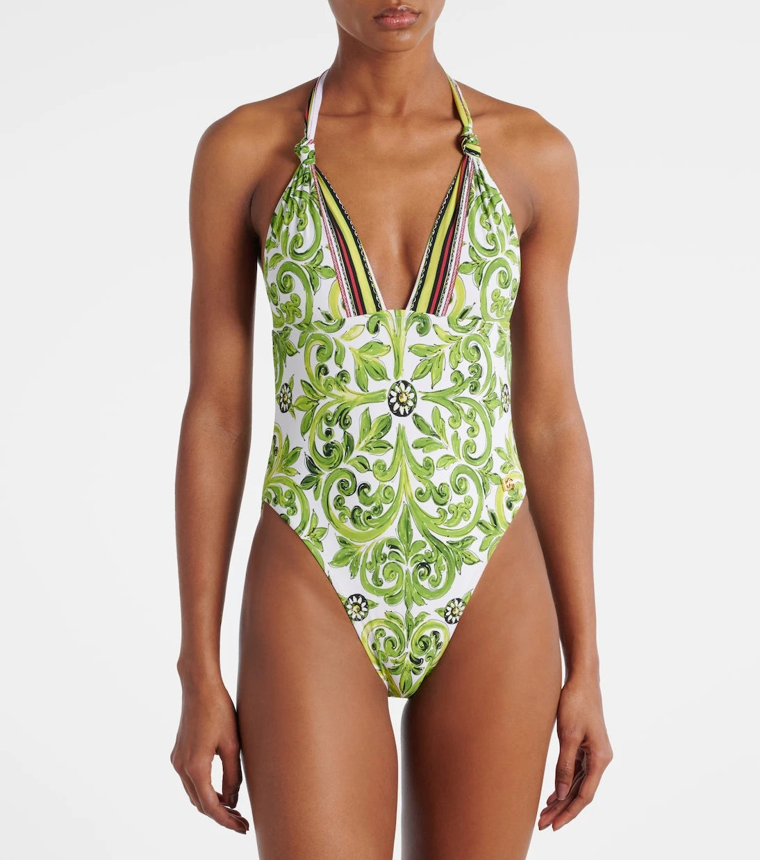 Dolce&Gabbana - Printed halterneck swimsuit